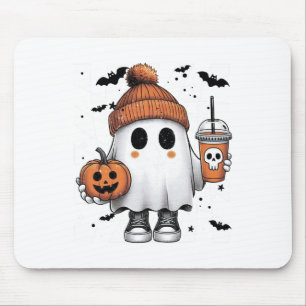 Tapis De Souris Cute Ghost Boire Café Halloween Ghost Café
