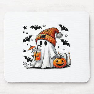 Tapis De Souris Cute Ghost Boire Café Halloween Ghost Ice Cof
