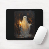 Tapis De Souris Cute Ghost Holding bougie Fun Halloween Gothique V (Avec souris)