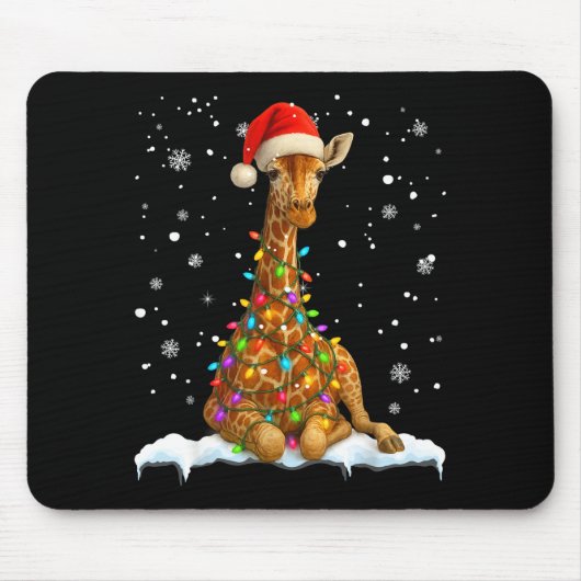 Tapis De Souris Cute Giraffe Christmas Light Funny Giraffe Lover X (Devant)