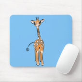 Tapis De Souris Cute Giraffe dessin animaux safari bleu (Avec souris)