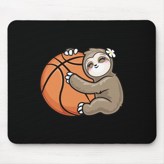 Tapis De Souris Cute Girl Loth Sloth Basketball (Devant)