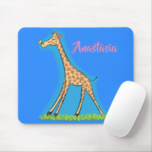 Tapis De Souris Cute happy giraffe with butterfly cartoon