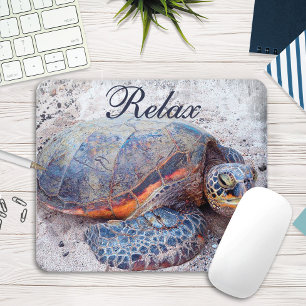 Tapis De Souris Cute Hawaiian Honu Sea Turtle Photo Relax Quote 