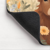 Tapis De Souris Cute Highland Cow Floral avec Monogramme (Coin)