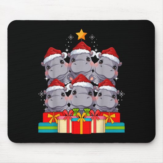 Tapis De Souris Cute Hip Le Hiptamus Christmas Tree Xmas Hat (Devant)