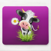 Tapis De Souris Cute Holstein cow in grass over purple (Devant)