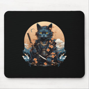 Tapis De Souris Cute Japonais Samurai Chat Shirt Tattoo 2023 Kawai