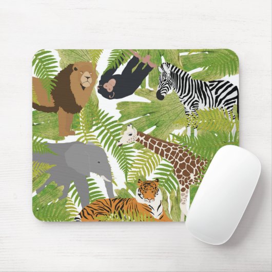 Tapis De Souris Cute Jungle Animaux Safari Garçon | Fille (Avec souris)
