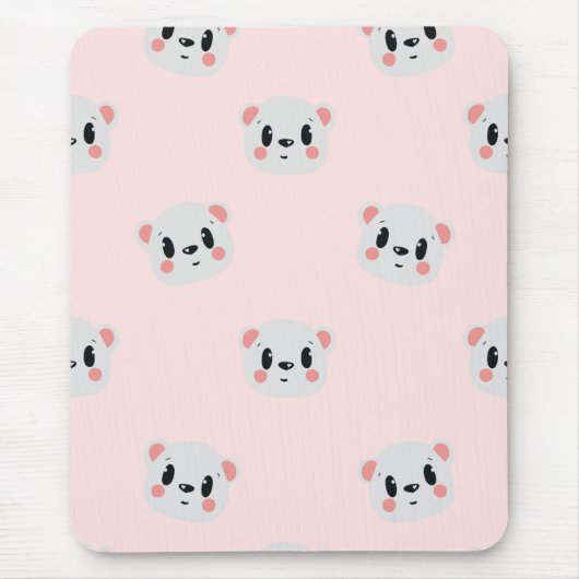 Tapis De Souris Cute Kawaii Bear Face Pattern on Pastel Pink (Devant)