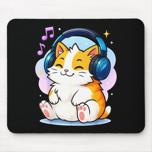 Tapis De Souris Cute Kawaii Cat Neko Funny Music Kitten Lover K-p (Devant)