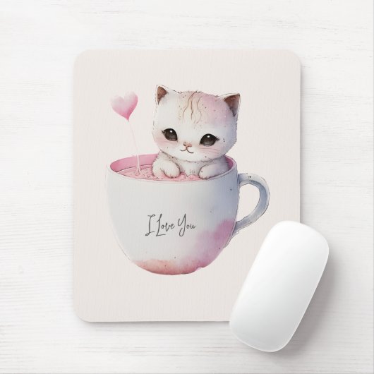 Tapis De Souris Cute Kitten avec Coeur de Balloon (Avec souris)