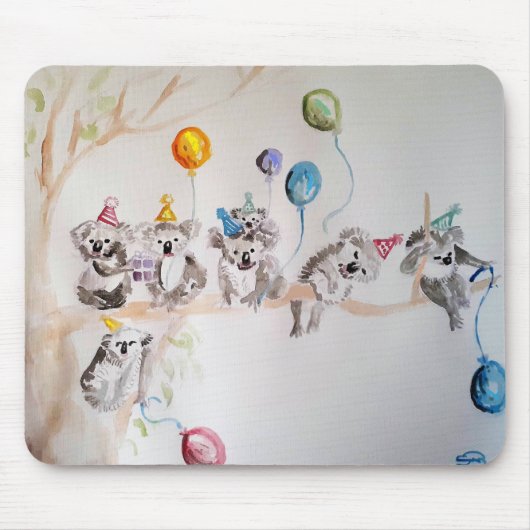 Tapis De Souris Cute KoalaAquarelle Peinture Souris Mat floral (Devant)