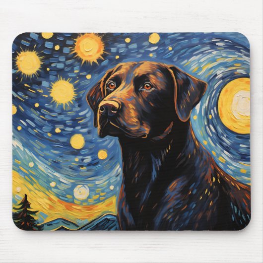 Tapis De Souris Cute Labrador Retriever Dog Starry Nuit (Devant)