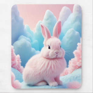 Tapis De Souris Cute Lapin Rose Coton Bonbons Nuages