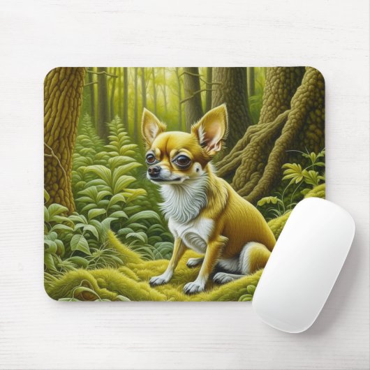 Tapis De Souris Cute Little Chihuahua Assis dans les bois (Avec souris)