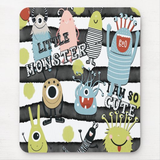 Tapis De Souris Cute Little Monsters Moderne Chic Aquarelle Bande (Devant)
