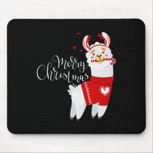 Tapis De Souris Cute Llama Avec Sucre de canne Joyeux Noël
