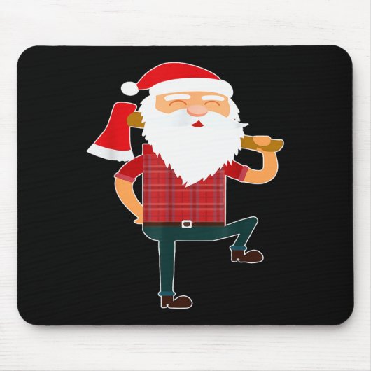Tapis De Souris Cute Lumberjack Santa Funny Ugly Christmas Axe Hat (Devant)