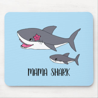 Tapis De Souris Cute Mama requin et bébé requin