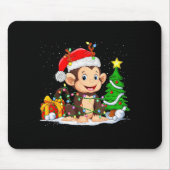 Tapis De Souris Cute Monkey Santa Christmas Tree Lights Xmas Pajam (Devant)