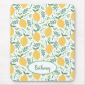 Tapis De Souris Cute Motif citron avec Monogramme vert (Devant)