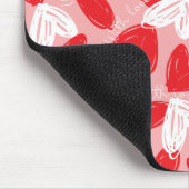 Tapis De Souris Cute motif moderne rouge et blanc coeurs (Coin)