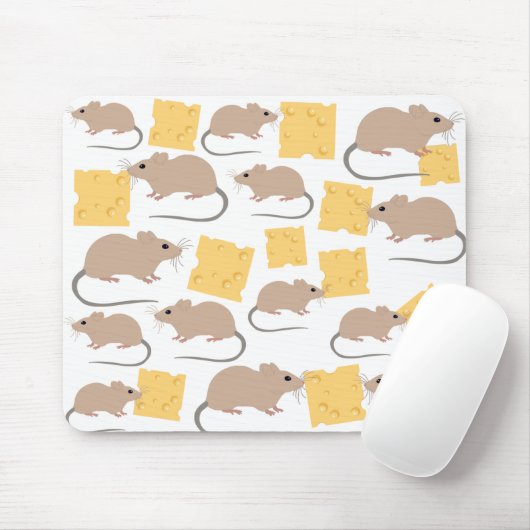 Tapis De Souris Cute Mouse Rodent Eating Cheese Pattern (Avec souris)