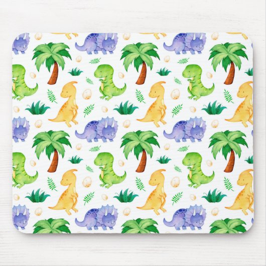 Tapis De Souris Cute Neon Aquarelle Dinosaur Motif (Devant)