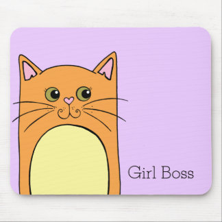 Tapis De Souris Cute Orange Chat fille Boss