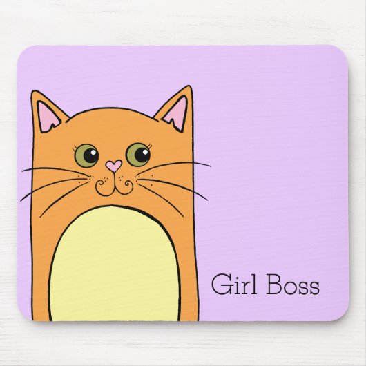 Tapis De Souris Cute Orange Chat fille Boss (Devant)