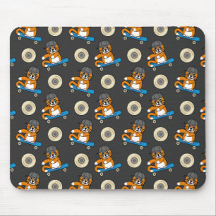 Tapis De Souris Cute Orange Chat sur Skateboard Cartoon