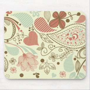 Tapis De Souris Cute Paisley Coeurs & Fleurs Retro Floral