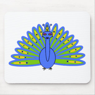 Tapis De Souris Cute paon en bleu et vert