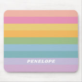 Tapis De Souris Cute Pastel Rainbow Stripes Nom personnalisé (Devant)