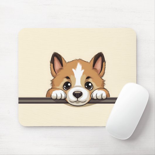 Tapis De Souris Cute Peeking Akita Chien (Avec souris)