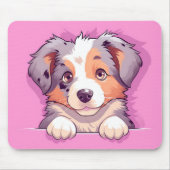 Tapis De Souris Cute Peeking Australian Shepherd Chien (Devant)