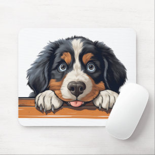 Tapis De Souris Cute Peeking Bernese Mountain Dog