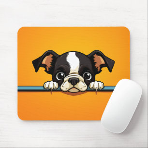 Tapis De Souris Cute Peeking Boston Terrier Dog