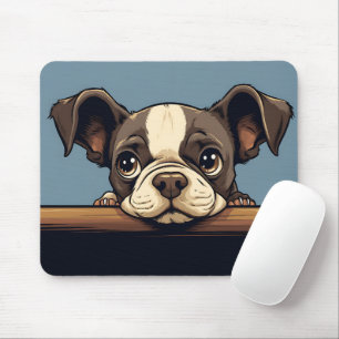 Tapis De Souris Cute Peeking Boston Terrier Dog