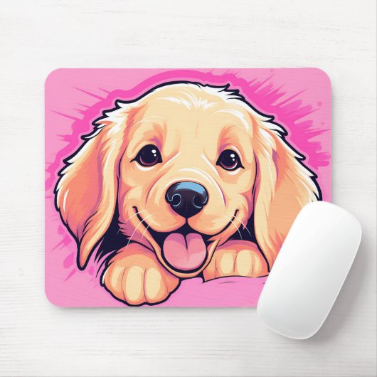 Tapis De Souris Cute Peeking Golden Retriever Chien (Avec souris)
