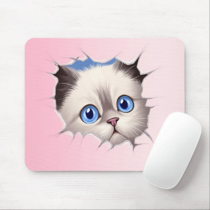 Tapis De Souris Cute Peeking Ragdoll Chat