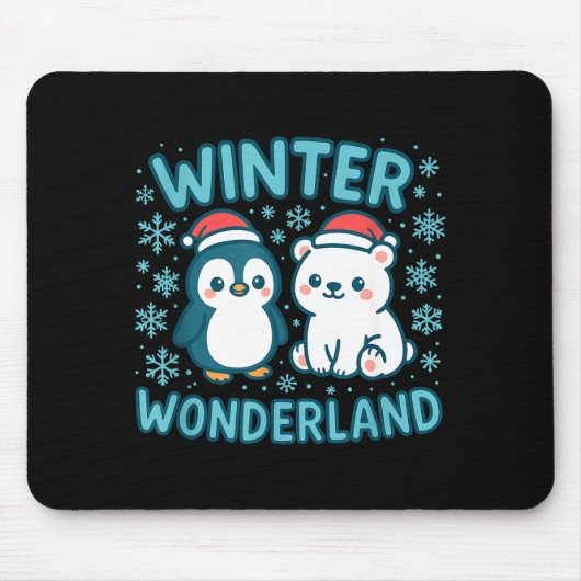 Tapis De Souris Cute Penguin And Lar Bear Winter Wonderland Christ (Devant)