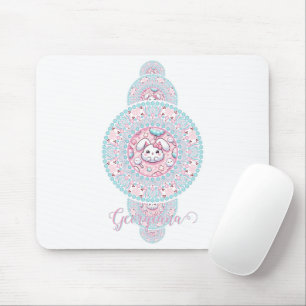 Tapis De Souris Cute personnalisée Kawaii Bunny Ornamental Mandala