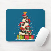 Tapis De Souris Cute Pug Le Dog Christmas Tree Xmas Hat Long Sleev (Avec souris)