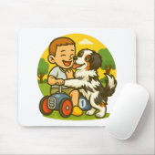Tapis De Souris Cute Puppy and Kid Playtime (Avec souris)