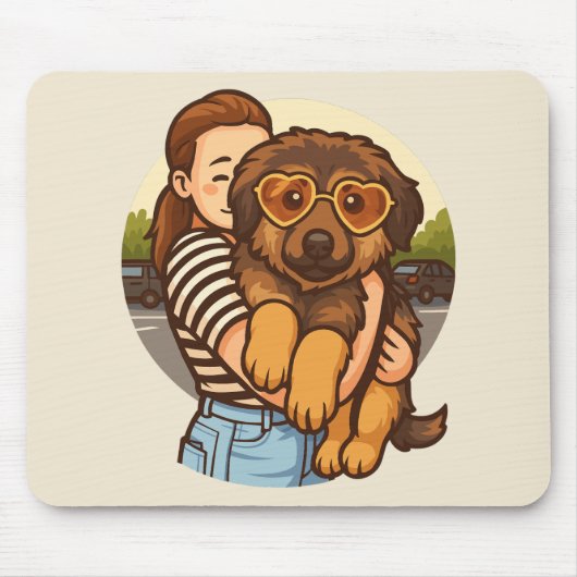Tapis De Souris Cute Puppy with Heart Sunglasses (Devant)