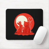 Tapis De Souris Cute Rabbit Bear Couple Valentine's Day Lovers (Avec souris)