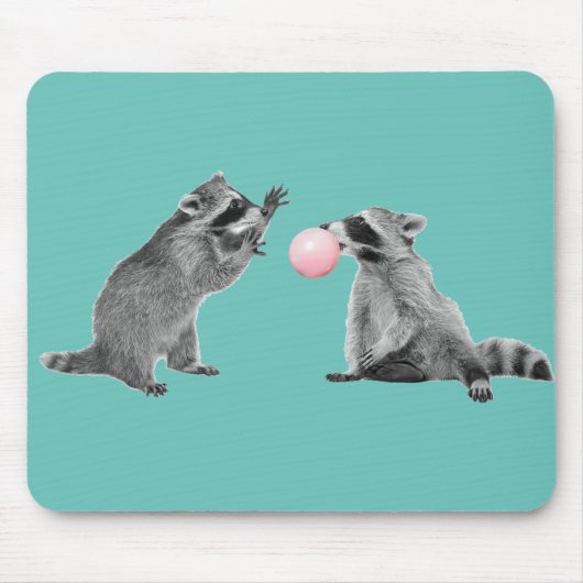 Tapis De Souris Cute Raccoon Blue Bubble Gum (Devant)
