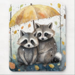 Tapis De Souris Cute Raccoons in the Rain<br><div class="desc">Cute Raccoons in the Rain holding an umbrella</div>